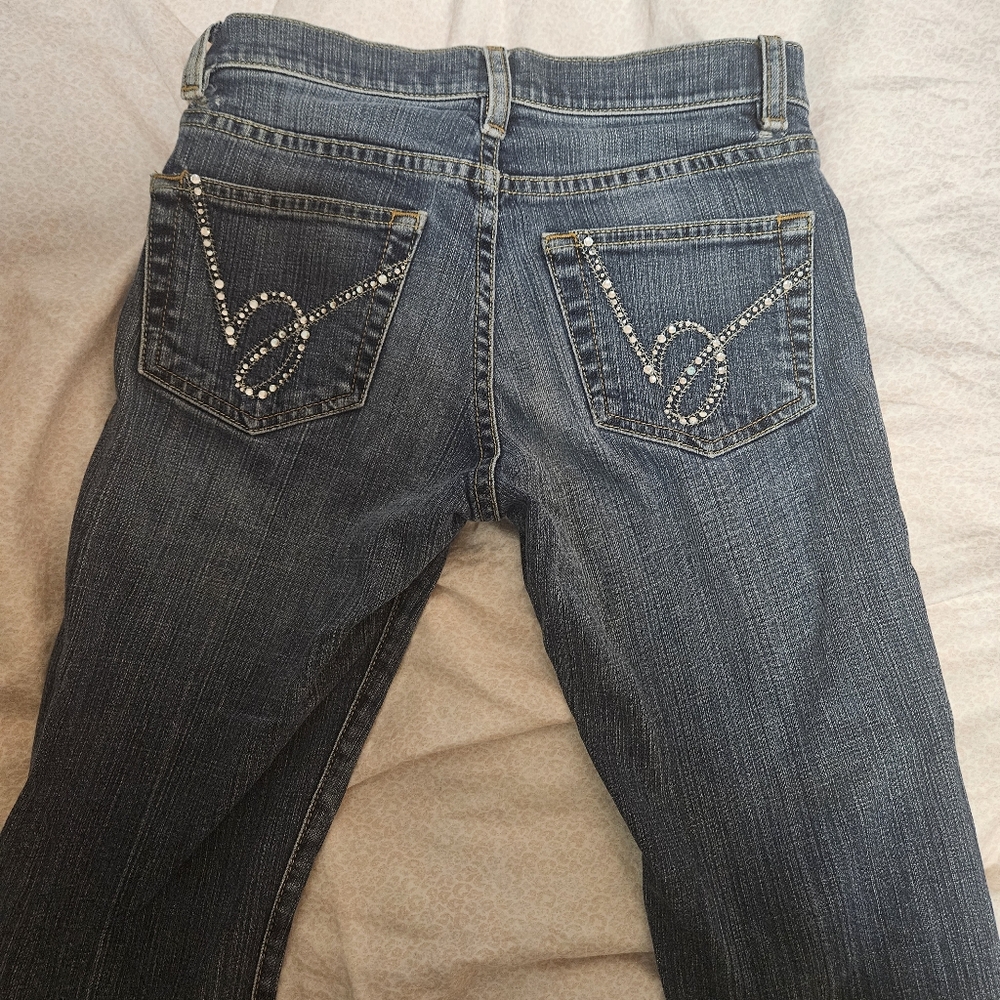 Bebe Bedazzled low rise jeans